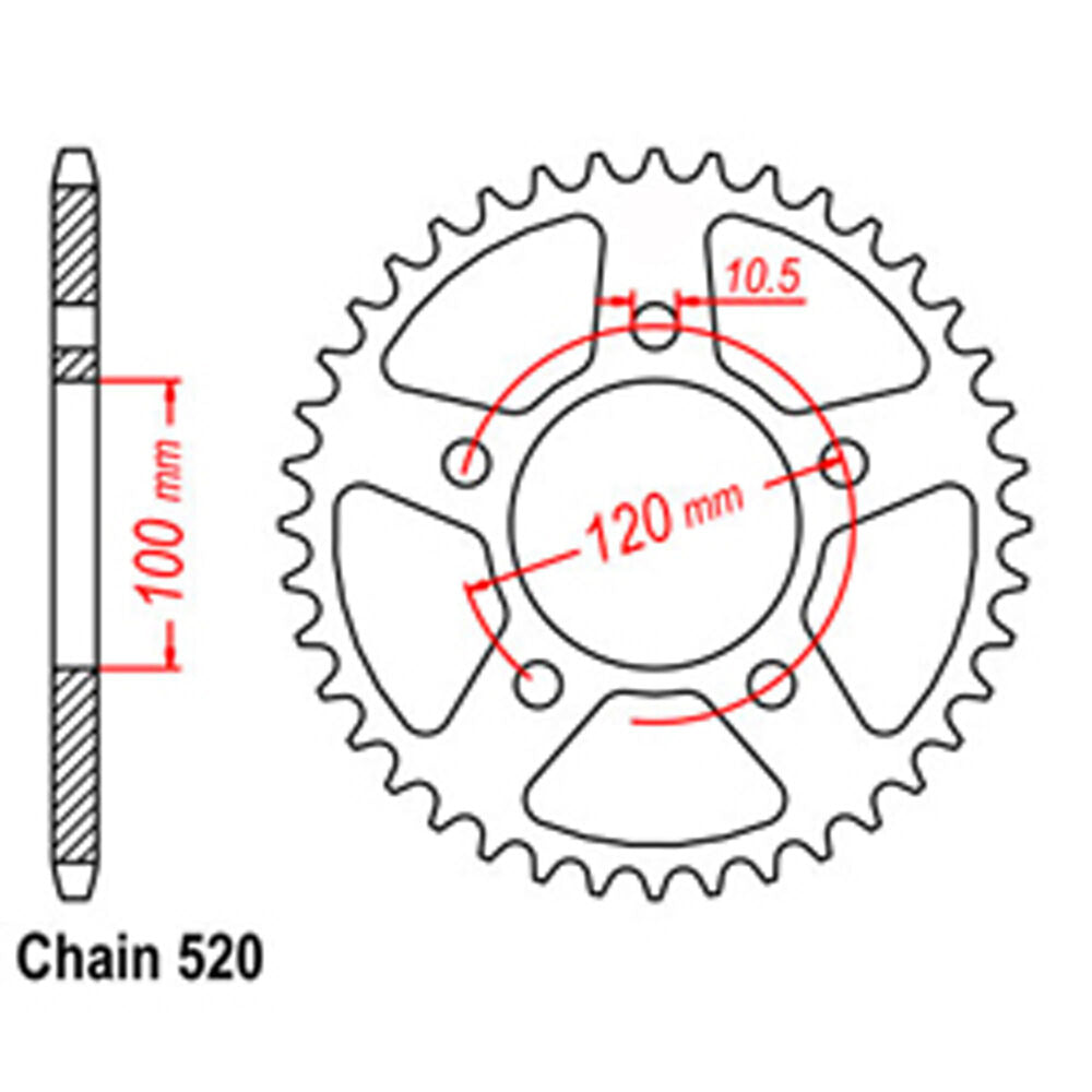 REAR SPROCKET - STEEL 43T 520P LINK
