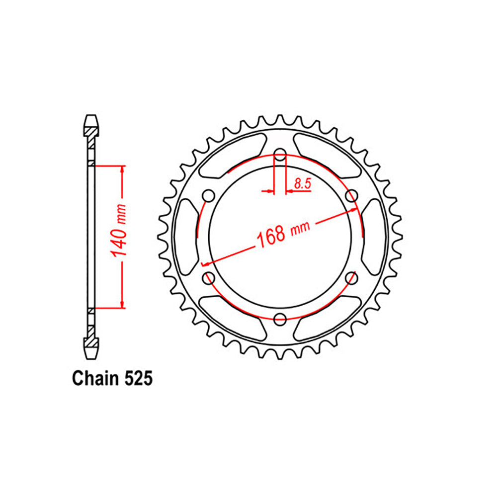 LINK - REAR SPROCKET - STEEL 47T 525P ALT B03 - Shark Leathers