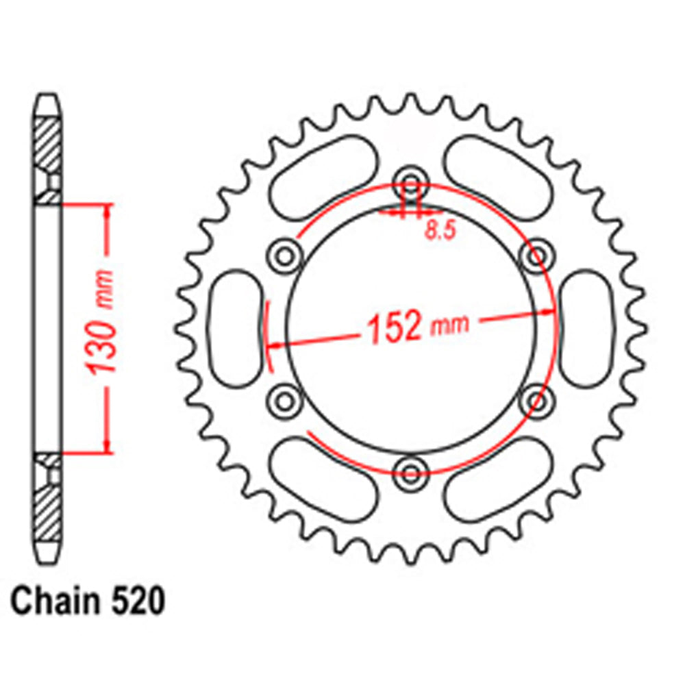 LINK - REAR SPROCKET - STEEL 51T 520P - Shark Leathers