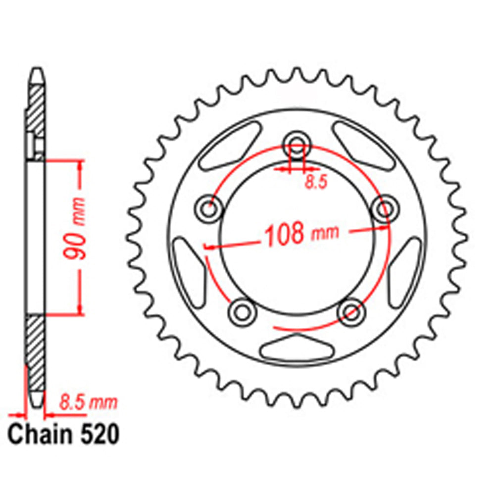 LINK - REAR SPROCKET - STEEL 38T 520P - Shark Leathers