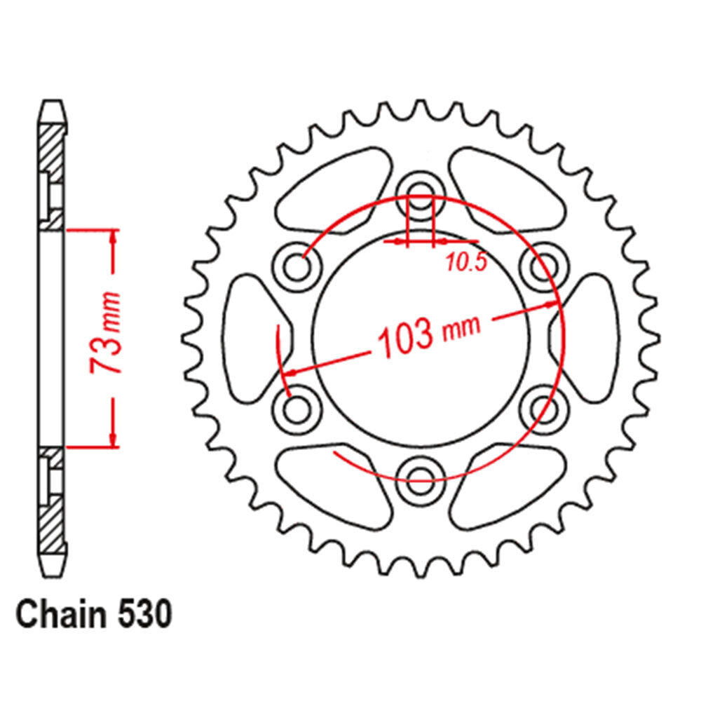 LINK - REAR SPROCKET - STEEL 43T 530P - Shark Leathers
