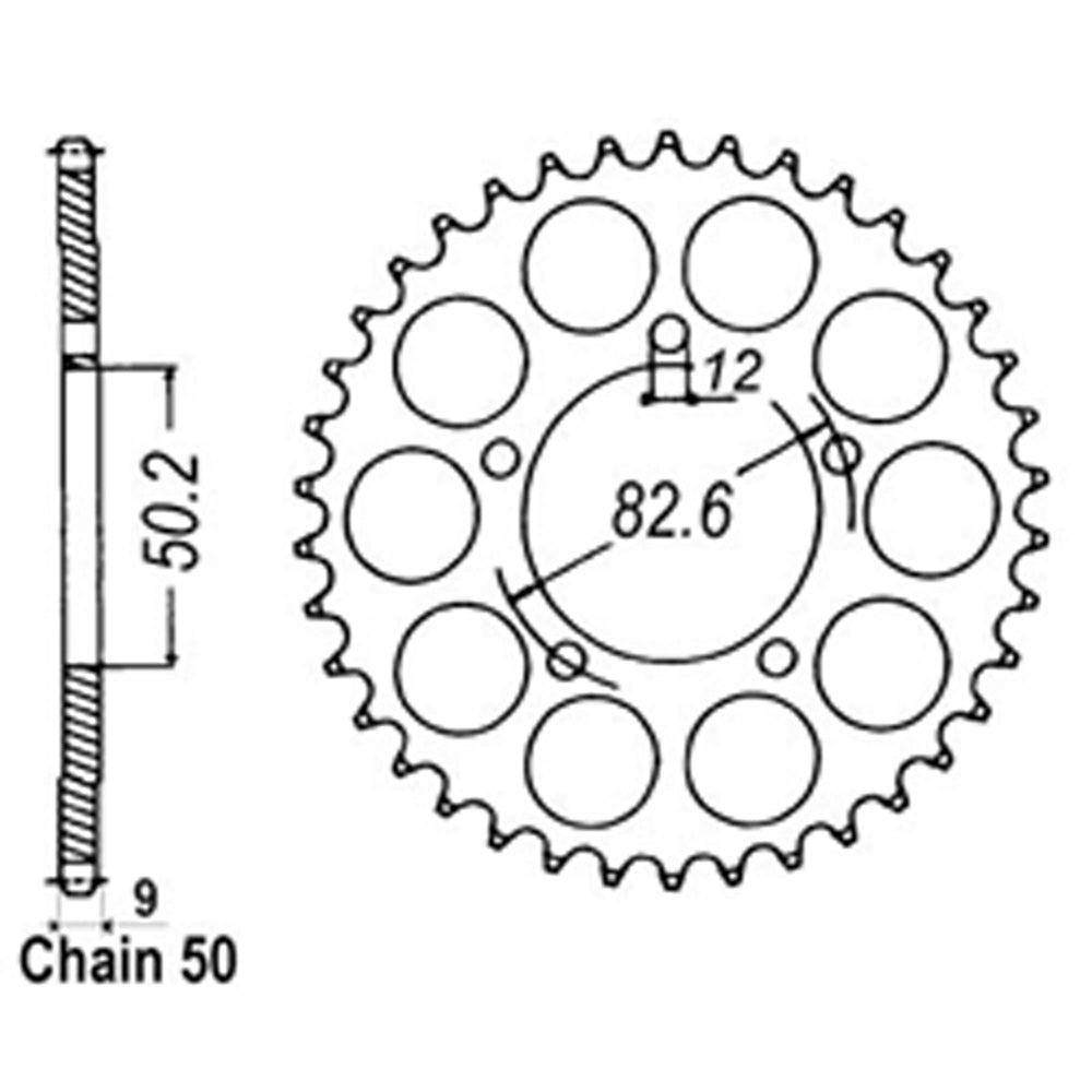 LINK - REAR SPROCKET - STEEL 48T 530P - Shark Leathers