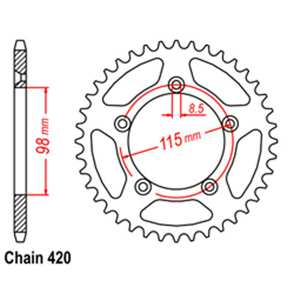 LINK - REAR SPROCKET - STEEL 52T 420P - Shark Leathers