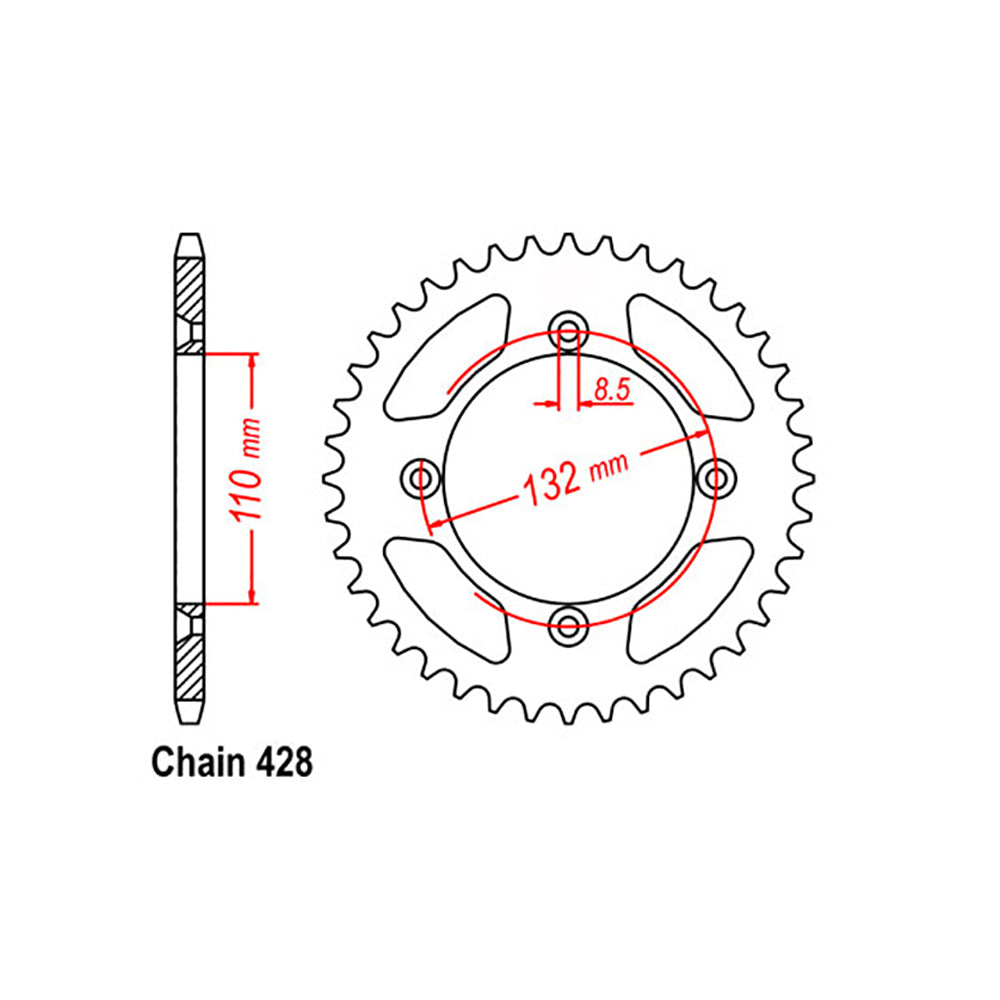 LINK - REAR SPROCKET - STEEL 49T 428P - Shark Leathers