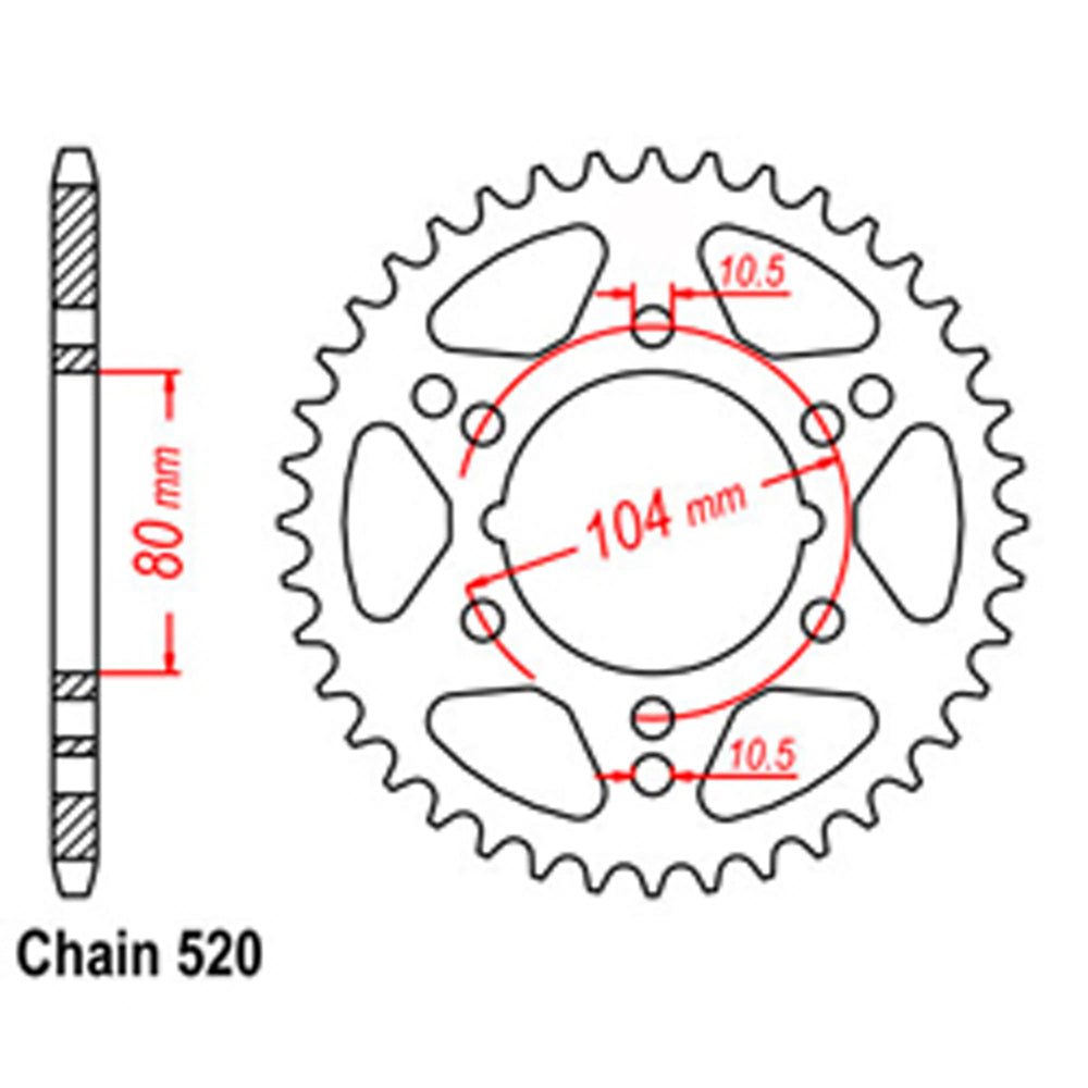 LINK - REAR SPROCKET - STEEL 40T 520P - Shark Leathers