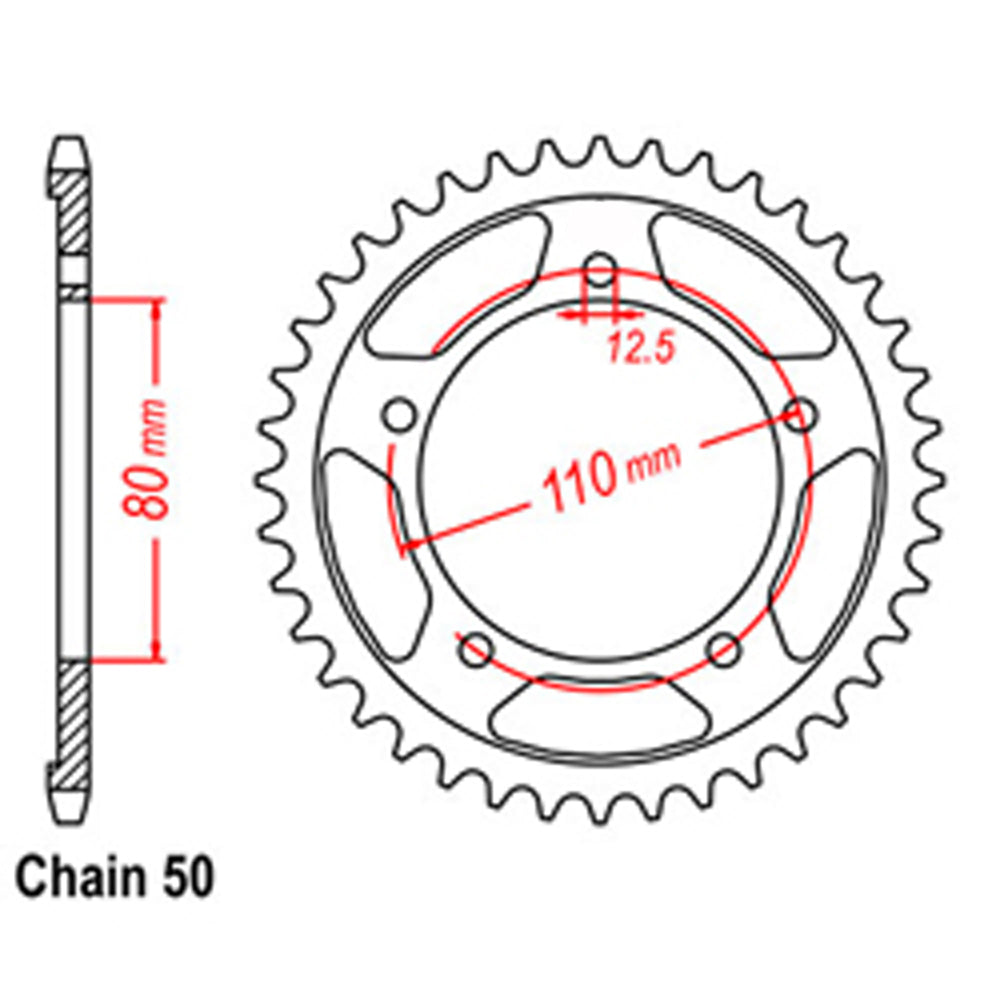 LINK - REAR SPROCKET - STEEL 45T 530P - Shark Leathers