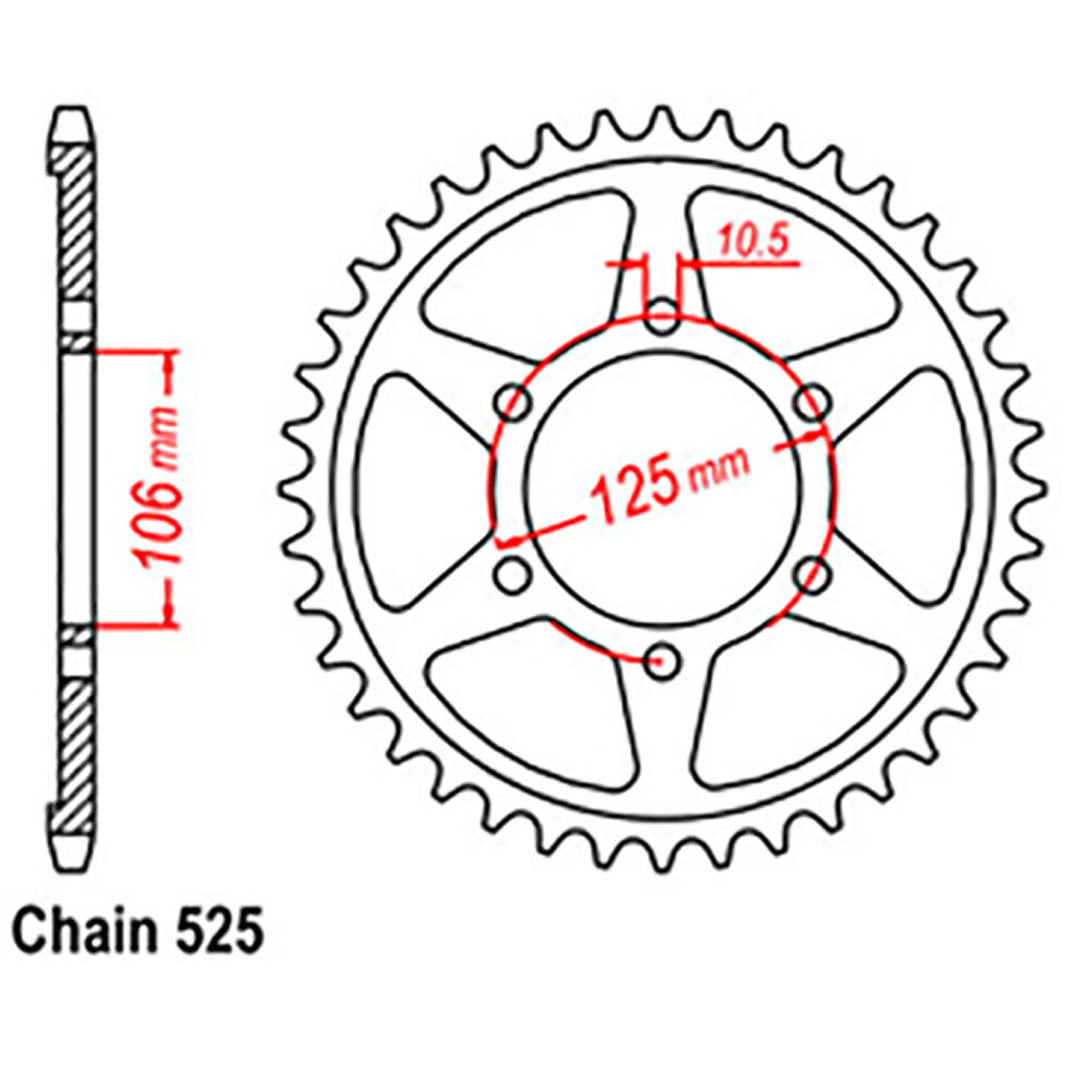 LINK - REAR SPROCKET - STEEL 44T 525P (NEW 2020) - Shark Leathers