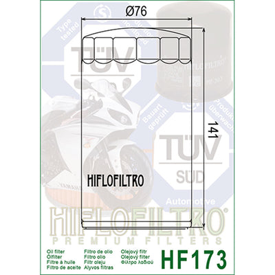 HIFLOFILTRO - HIFLOFILTRO - OIL FILTER HF173C CHROME  CTN50 - Shark Leathers