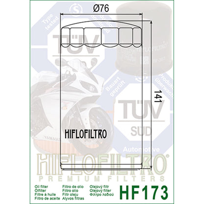 HIFLOFILTRO - HIFLOFILTRO - OIL FILTER HF173C CHROME  CTN50 - Shark Leathers