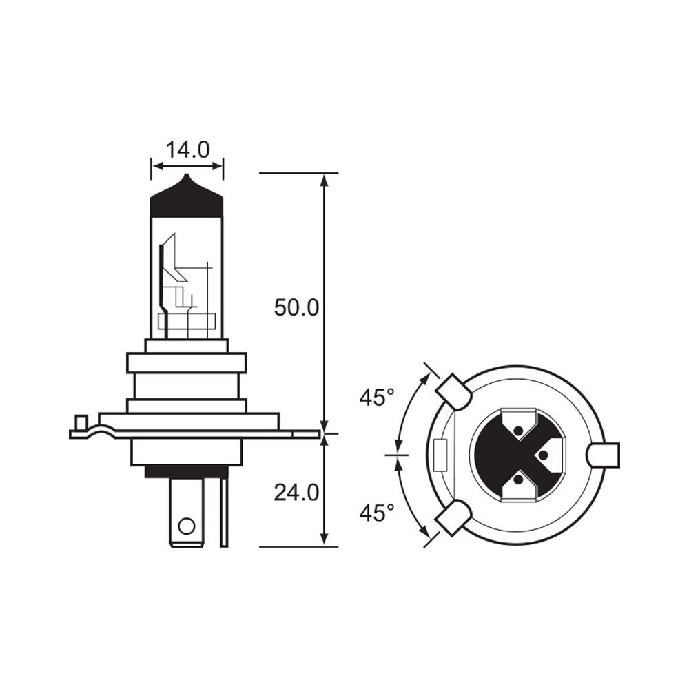 LINK - BULB - TUNGSRAM Extra Life 12V 60/55W - H4 - P43T-38 - Shark Leathers