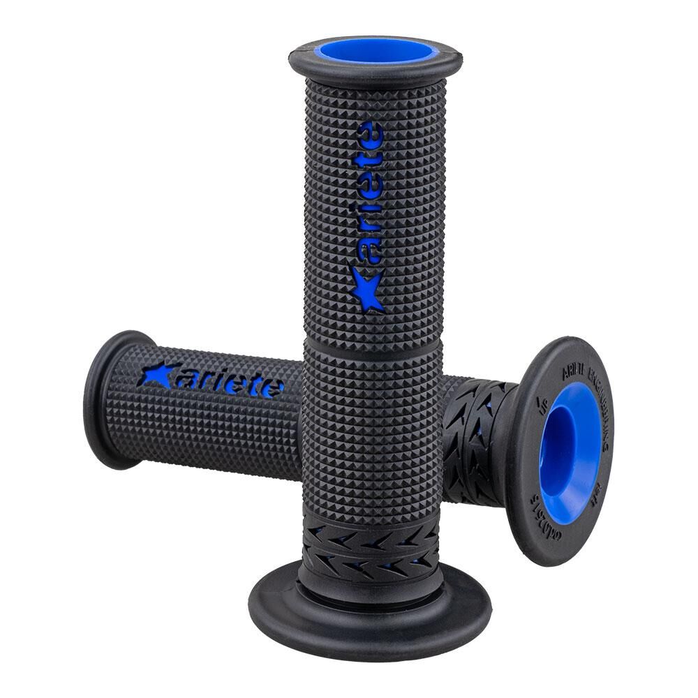 ARIETE GRIPS - ESTORIL - SBK - SOFT DUAL-COMPOUND - BLACK/BLUE - 120mm Open End