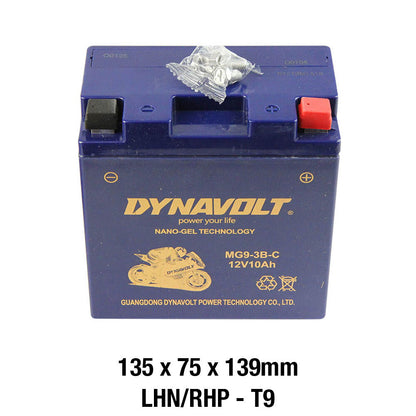 Dynavolt Batteries - DYNAVOLT, N-GEL: MG9-3B-C [9AH CA200] CTN6 (DG8 - UN2800) - Shark Leathers