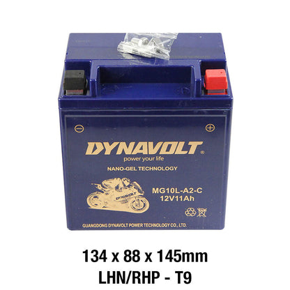 Dynavolt Batteries - DYNAVOLT, N-GEL: MG10L-A2-C [10AH CA220] CTN5 (DG8 - UN2800) - Shark Leathers
