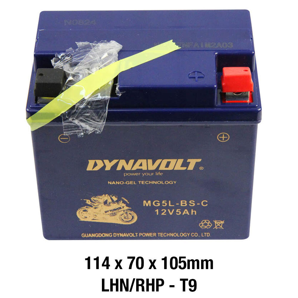 Dynavolt Batteries - DYNAVOLT, N-GEL: MG5L-BS-C [5AH CA170] CTN9 (DG8 - UN2800) - Shark Leathers