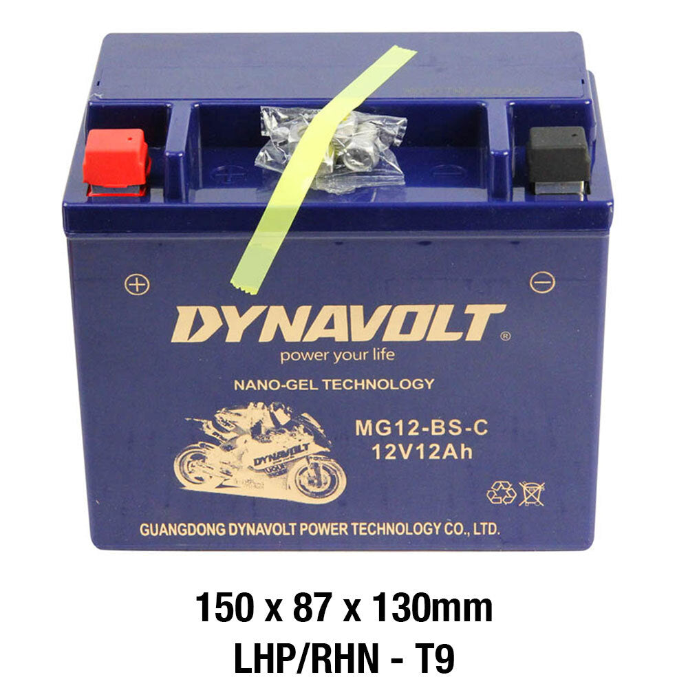 Dynavolt Batteries - DYNAVOLT, N-GEL: MG12-BS-C [12AH CA 280] CTN4 (DG8 - UN2800) - Shark Leathers