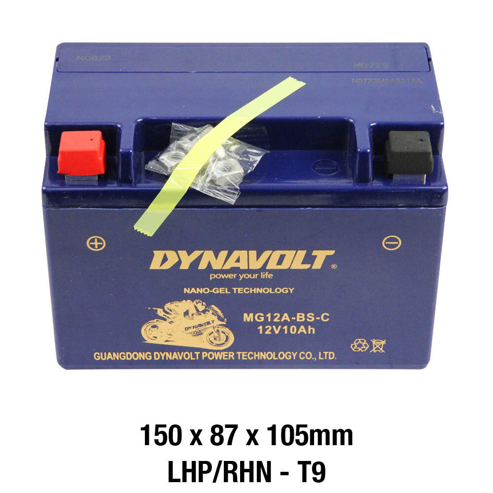 Dynavolt Batteries - DYNAVOLT, N-GEL: MG12A-BS-C [10AH CA245] CTN8 (DG8 - UN2800) - Shark Leathers