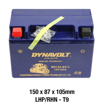 Dynavolt Batteries - DYNAVOLT, N-GEL: MG12A-BS-C [10AH CA245] CTN8 (DG8 - UN2800) - Shark Leathers