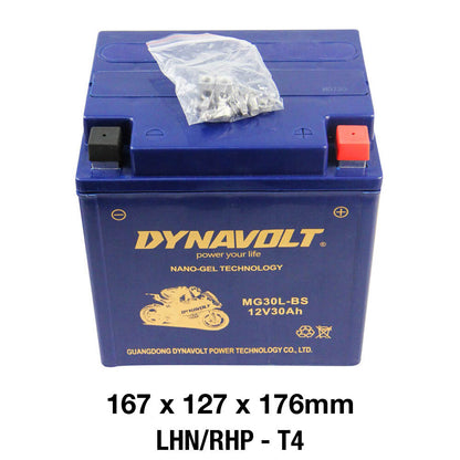 Dynavolt Batteries - DYNAVOLT, N-GEL: MG30L-BS [30AH CA430] CTN2 (DG8 - UN2800) - Shark Leathers