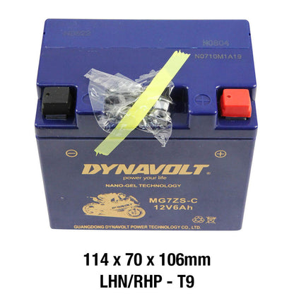 Dynavolt Batteries - DYNAVOLT, N-GEL: MG7ZS-C [6AH CA170] CTN9 (DG8 - UN2800) - Shark Leathers