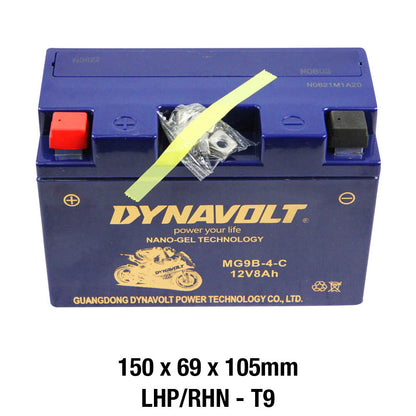 Dynavolt Batteries - DYNAVOLT, N-GEL: MG9B-4-C [8AH CA240] CTN9 (DG8 - UN2800) - Shark Leathers