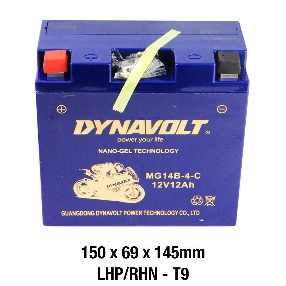 Dynavolt Batteries - DYNAVOLT, N-GEL: MG14B-4-C [12AH CA290] CTN6 (DG8 - UN2800) - Shark Leathers