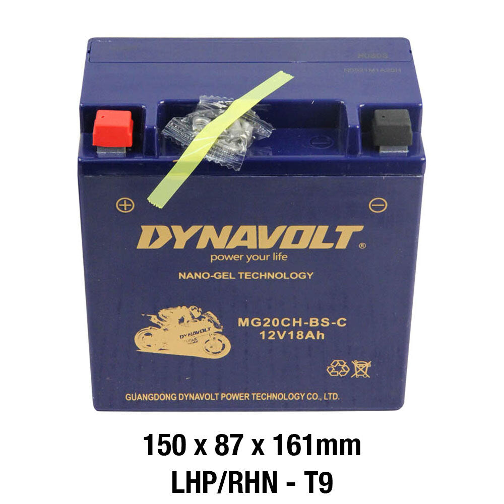 Dynavolt Batteries - DYNAVOLT, N-GEL: MG20CH-BS-C [18AH CA 320] CTN4 (DG8 - UN2800) - Shark Leathers