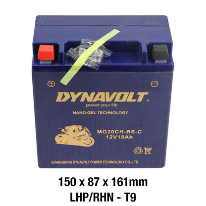 Dynavolt Batteries - DYNAVOLT, N-GEL: MG20CH-BS-C [18AH CA 320] CTN4 (DG8 - UN2800) - Shark Leathers