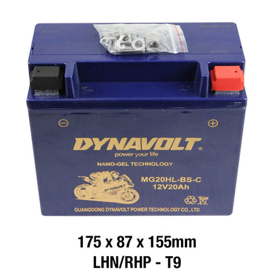 Dynavolt Batteries - DYNAVOLT, N-GEL: MG20HL-BS-C [20AH CA450] CTN4 (DG8 - UN2800) - Shark Leathers
