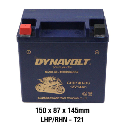 Dynavolt Batteries - DYNAVOLT, N-GEL: GHD14H-BS [14AH CA 315] CTN4 (DG8 - UN2800) - Shark Leathers