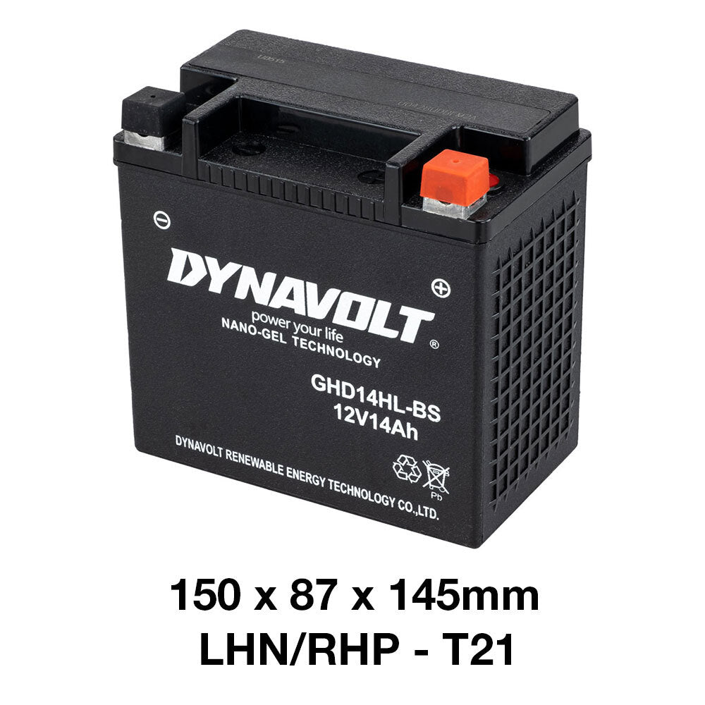 Dynavolt Batteries - DYNAVOLT, N-GEL: GHD14HL-BS [14AH CA 315] CTN4 (DG8 - UN2800) - Shark Leathers