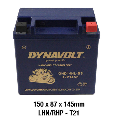 Dynavolt Batteries - DYNAVOLT, N-GEL: GHD14HL-BS [14AH CA 315] CTN4 (DG8 - UN2800) - Shark Leathers