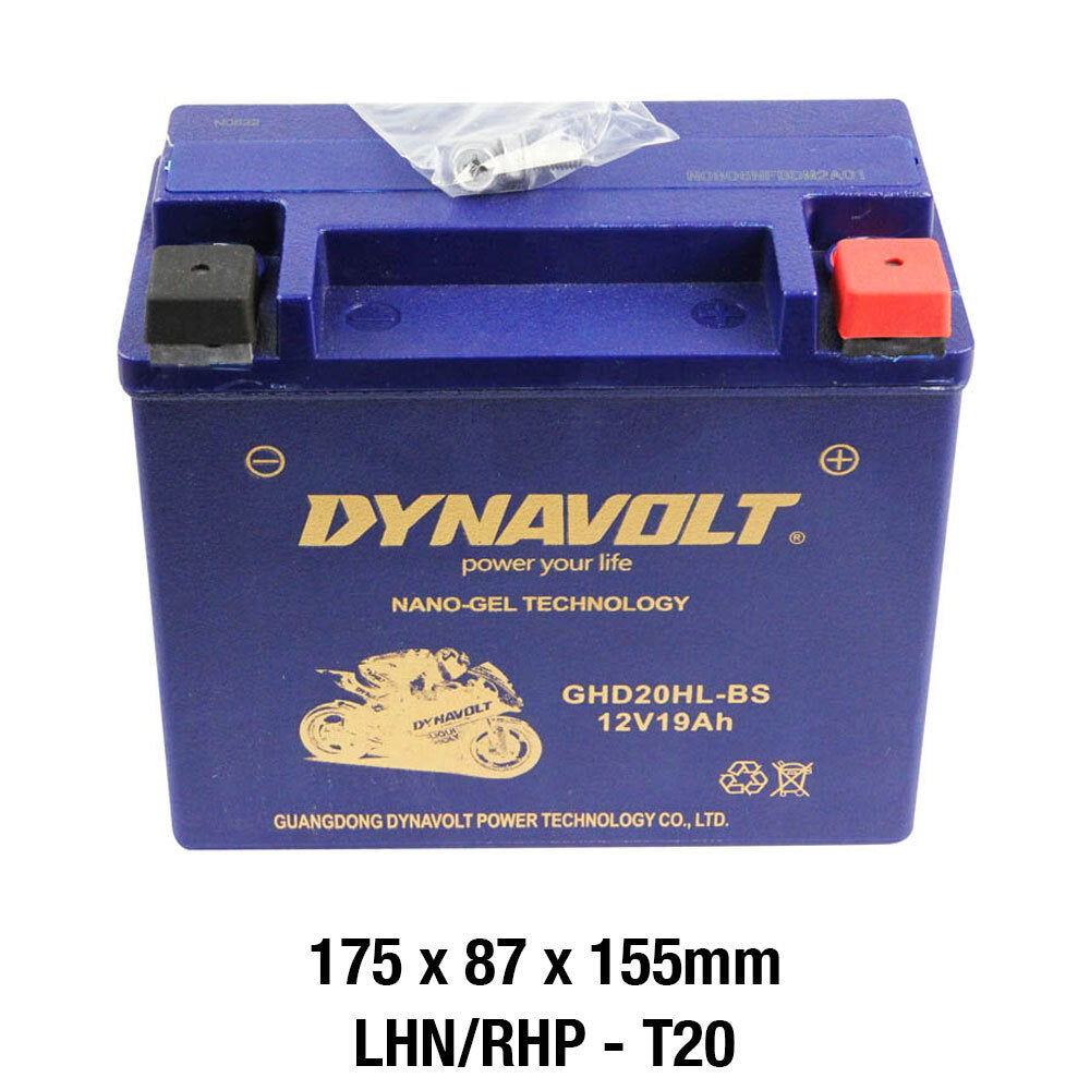 Dynavolt Batteries - DYNAVOLT, N-GEL: GHD20HL-BS [20AH CA450] CTN4 (DG8 - UN2800) - Shark Leathers