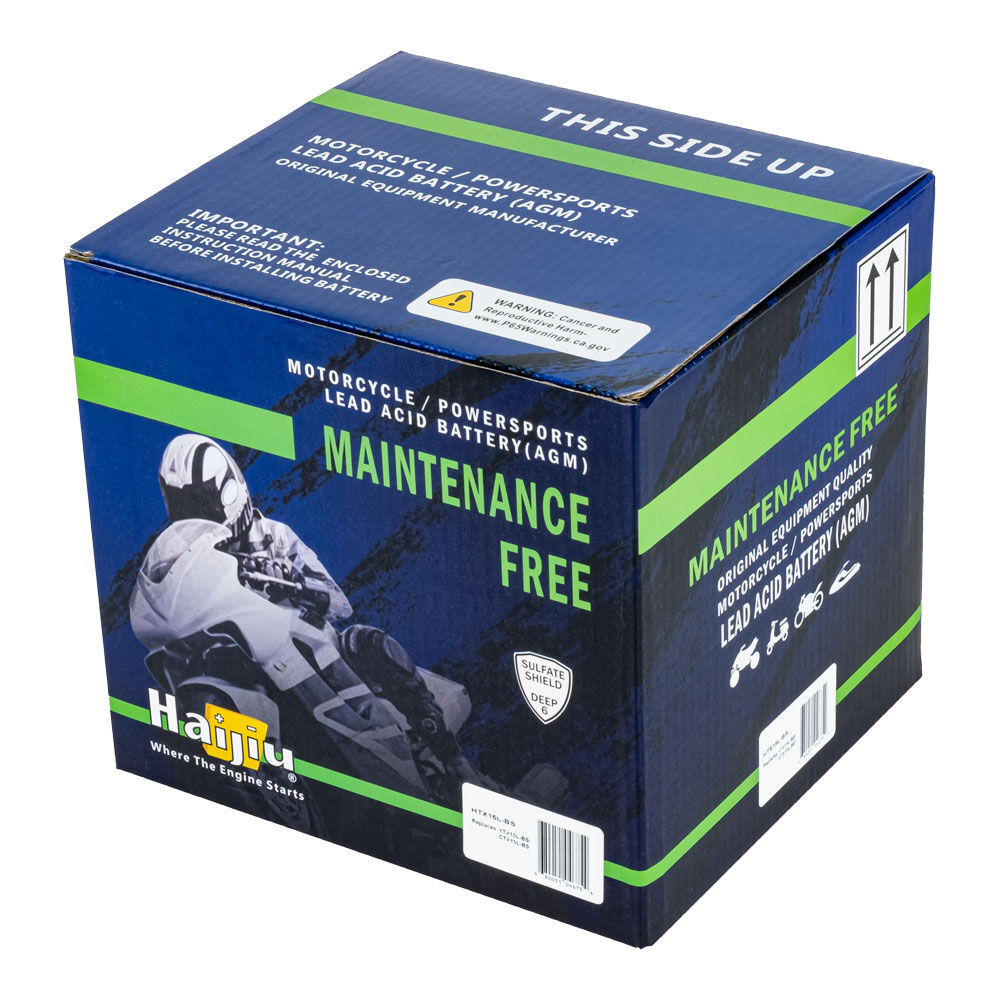 HAIJIU 12V BATTERY MF: HTX15L-BS / T4 [14Ah] CTN6 (DG8.2 - UN2796)