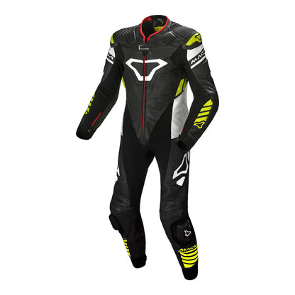 Macna - Macna Suit Tracktix 1pce Blk/Wht/N-Yel - Shark Leathers