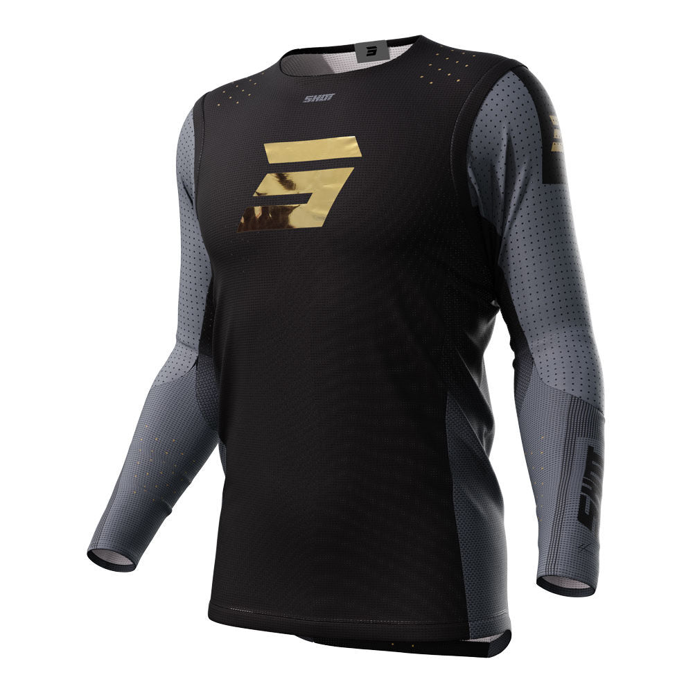 SHOT - SHOT AEROLITE JERSEY HONOR BLACK/GOLD M - Shark Leathers