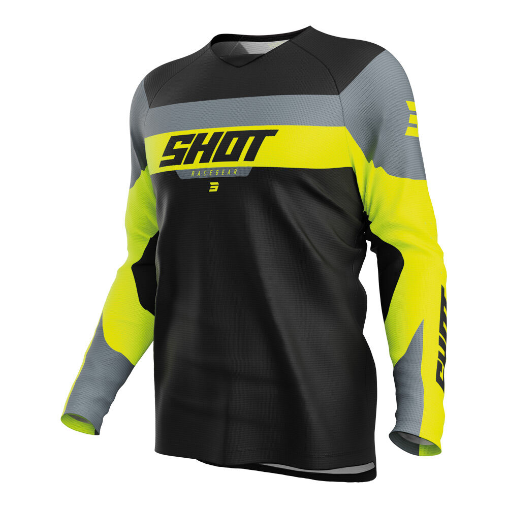 SHOT - SHOT DRAW LEAGUE KIDS JERSEY NEON YELLOW - Shark Leathers