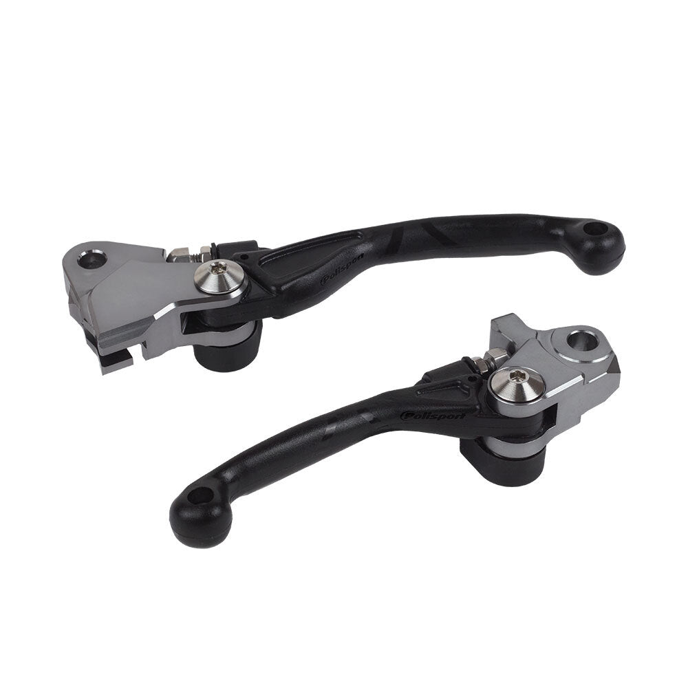 Polisport - POLISPORT FOLDING LEVER SET KAWASAKI KX250F 13-20/KX450F 13-18 - BLACK - Shark Leathers