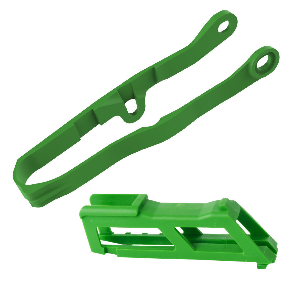 Polisport - POLISPORT CHAIN GUIDE & SLIDER KIT KAWASAKI - GREEN - Shark Leathers