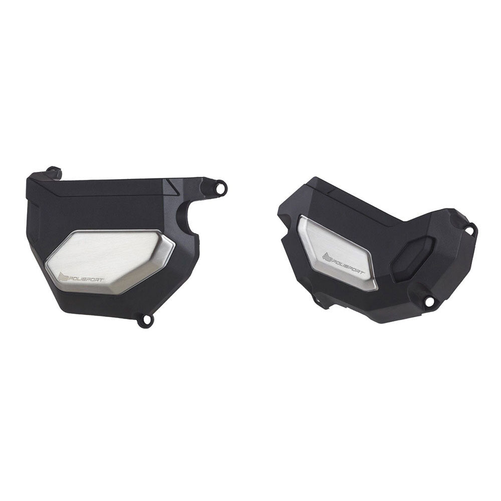 Polisport - POLISPORT CLUTCH & ALT COVER KIT YAM MT09 14-20/XSR900 15-22 - BLK/SIL - Shark Leathers