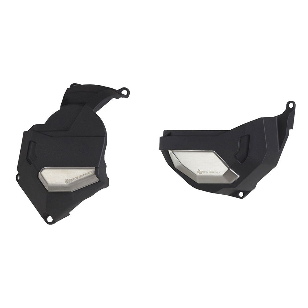 Polisport - POLISPORT CLUTCH & ALT COVER KIT HONDA AFRICA TWIN 1100 DCT 20-24 - BLK/SIL - Shark Leathers