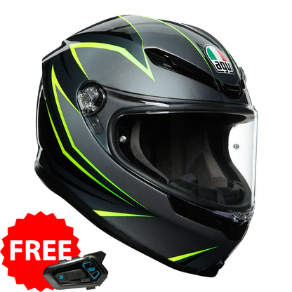 AGV K6 FLASH GREY/BLACK/LIME