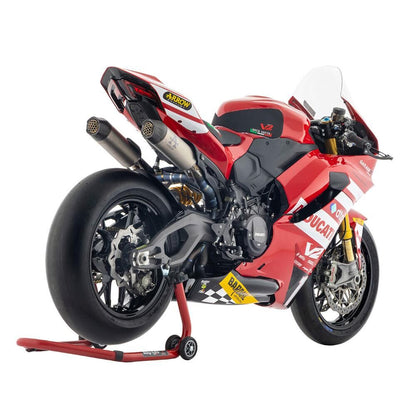 ARROW 71266CP Half System Set :- ROUND-SIL Titanium Silencers with Carbon Fibre End Caps & Ti Link Pipes DUCATI Panigale V2 for 2025 >>