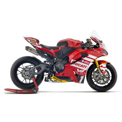 ARROW 71266CP Half System Set :- ROUND-SIL Titanium Silencers with Carbon Fibre End Caps & Ti Link Pipes DUCATI Panigale V2 for 2025 >>