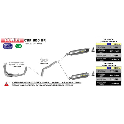 Arrow - ARROW 71354MI [RAS]: LINK PIPE RE #71712 SIL - HO CBR600RR 07>08     [2 - Shark Leathers