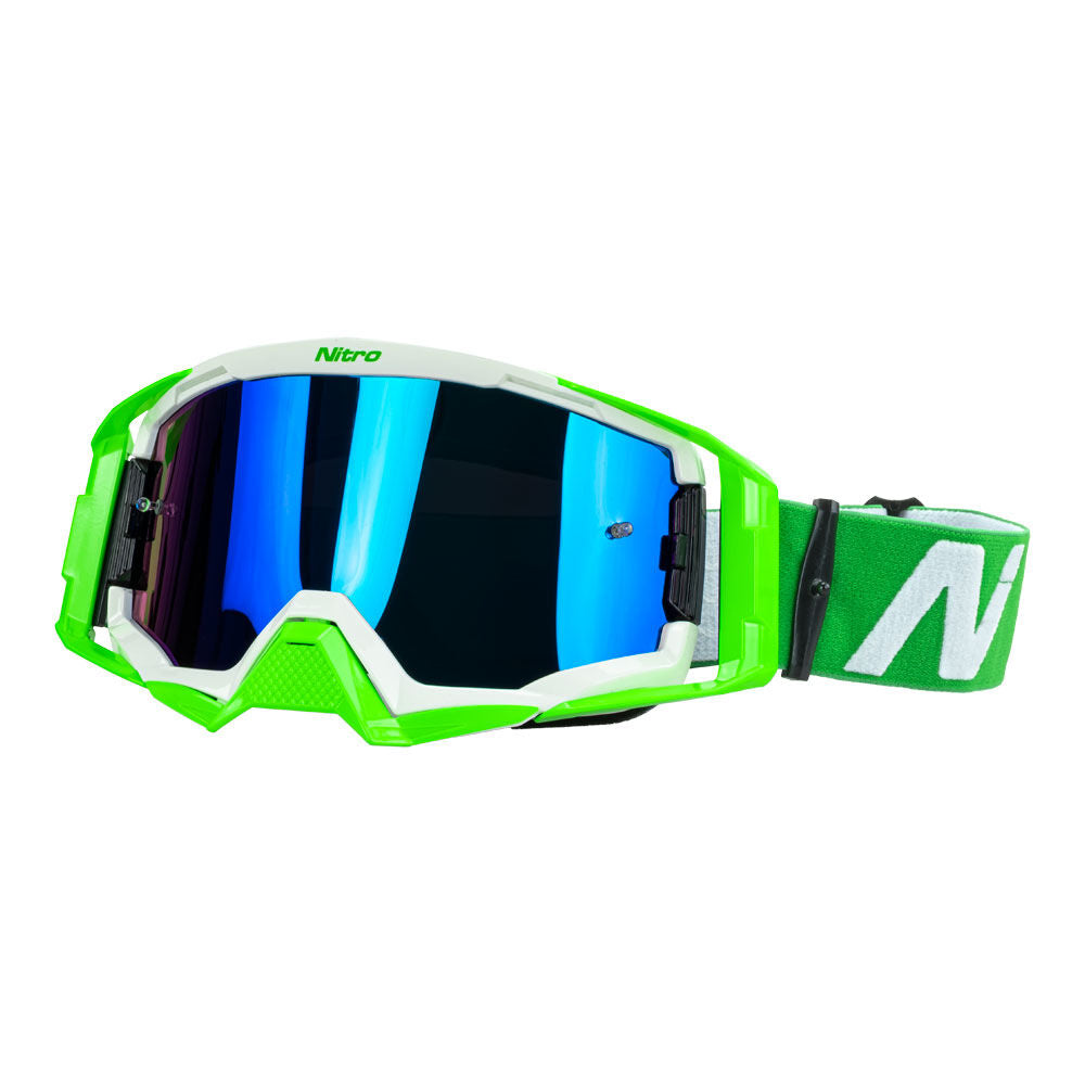 NITRO NV-150 MX GOGGLE WHITE/GREEN FRAME BLUE/GREEN LENS
