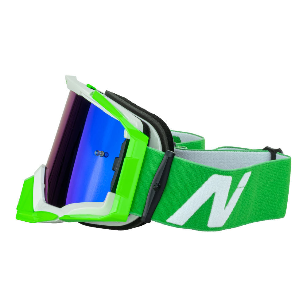 NITRO NV-150 MX GOGGLE WHITE/GREEN FRAME BLUE/GREEN LENS