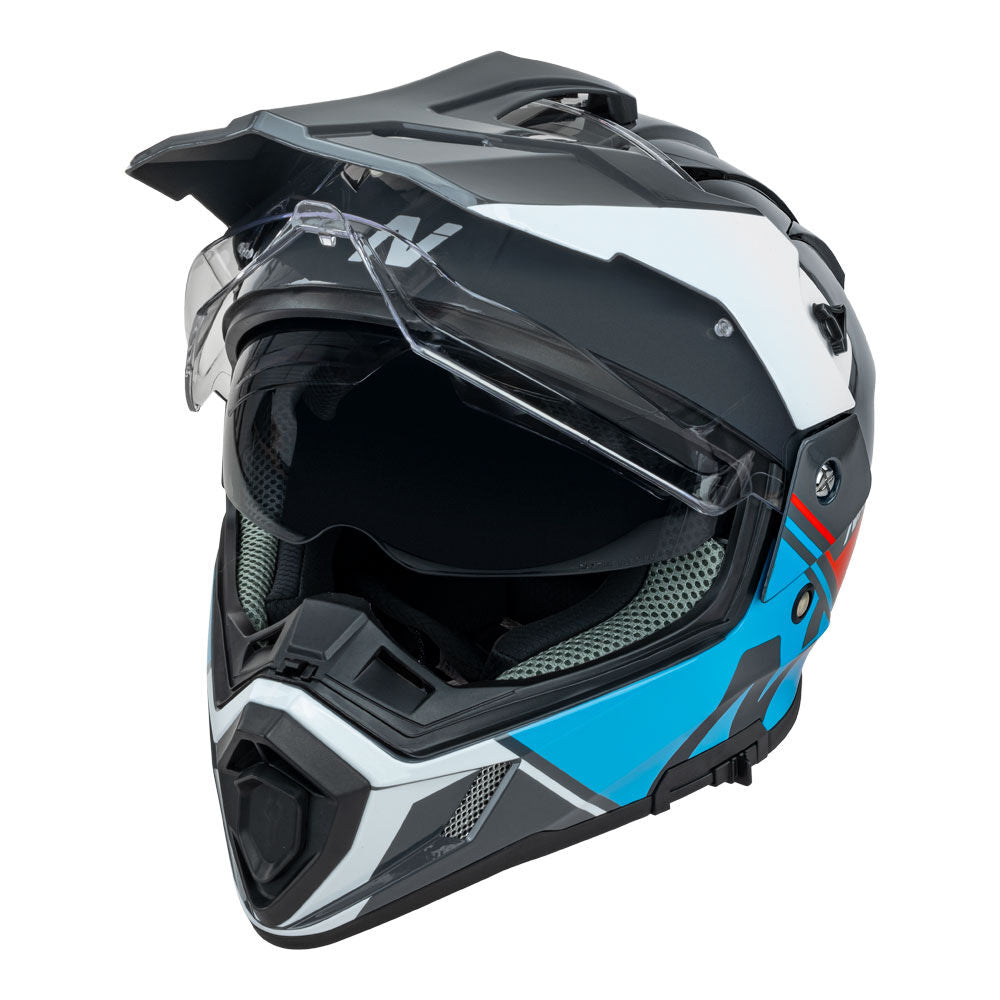 Nitro - NITRO MX780 ADVENTURE GLOSS GREY/L-BLUE/WHITE/RED - Shark Leathers