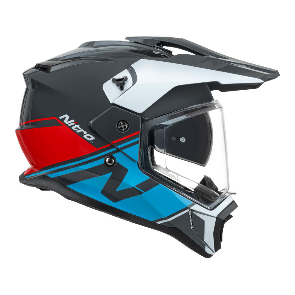 Nitro - NITRO MX780 ADVENTURE GLOSS GREY/L-BLUE/WHITE/RED - Shark Leathers