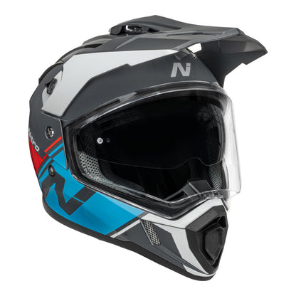 Nitro - NITRO MX780 ADVENTURE GLOSS GREY/L-BLUE/WHITE/RED - Shark Leathers