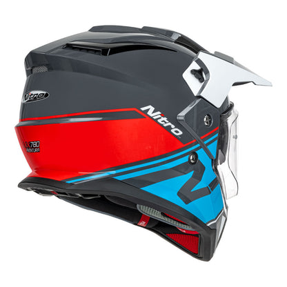 Nitro - NITRO MX780 ADVENTURE GLOSS GREY/L-BLUE/WHITE/RED - Shark Leathers